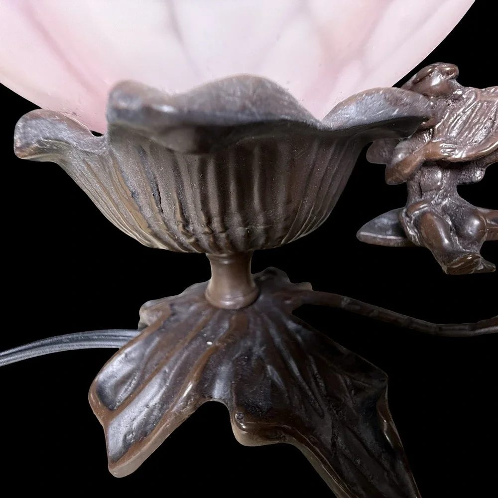 Underwriters Laboratories Portable Lamp Cherub Floral Tulip Glass Table Lamp 6
